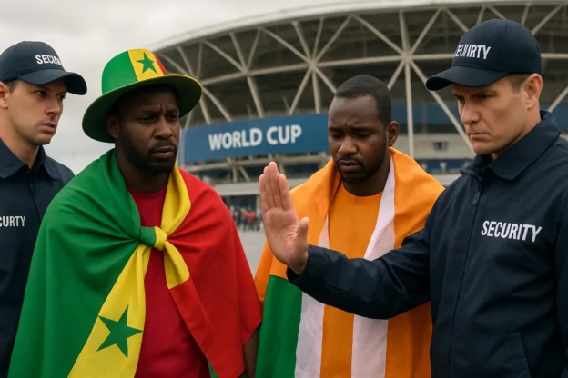 Imagem horizontal representando a Copa do Mundo já tem 10 jogos com torcida prejudicada devido às restrições de Trump contra estrangeiros de Senegal e Costa do Marfim